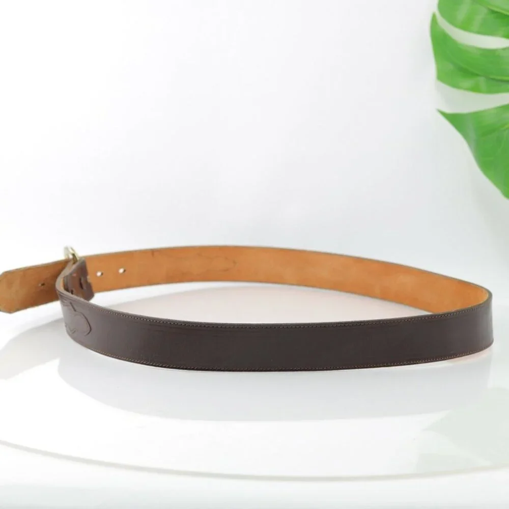 DunDee Mens Belt Size 42 Western Brown Leather Gold Tone Prong D-Ring Buckle